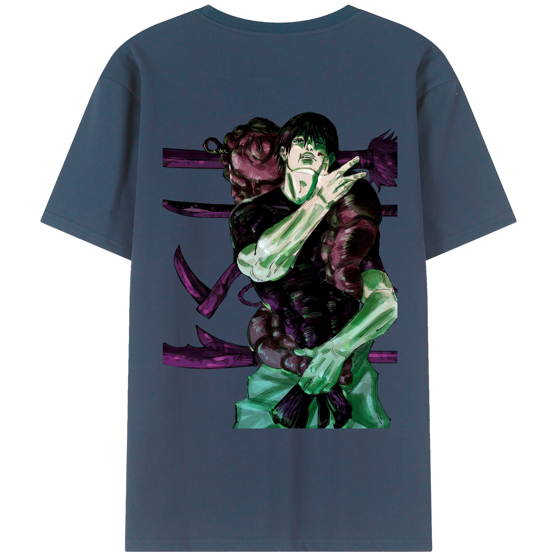 （画像用） 呪術廻戦 Jujutsu Kaisen 綿100％ メンズ半袖Tシャツ（バックプリント） 通気性