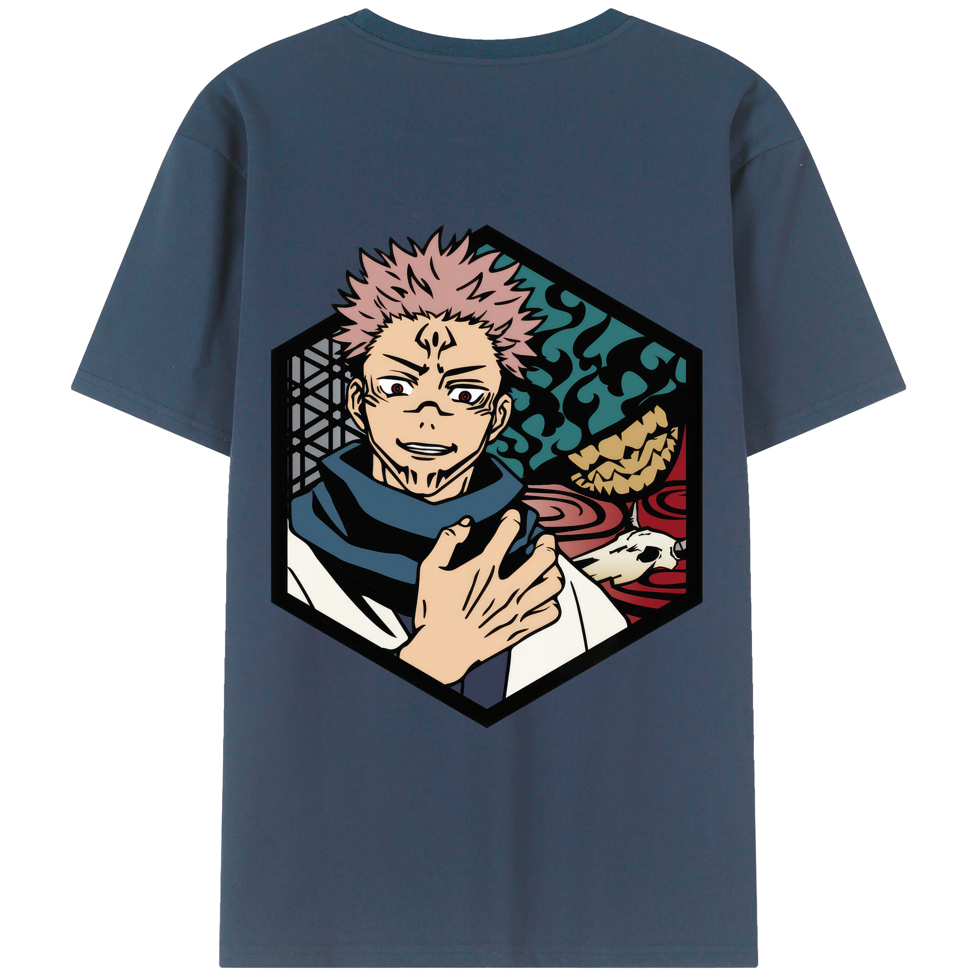（画像用） 呪術廻戦 Jujutsu Kaisen 綿100％ メンズ半袖Tシャツ（バックプリント） 通気性