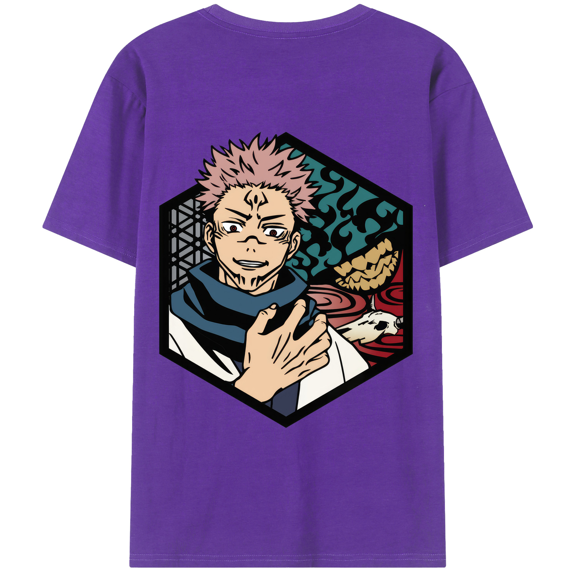 （画像用） 呪術廻戦 Jujutsu Kaisen 綿100％ メンズ半袖Tシャツ（バックプリント） 通気性