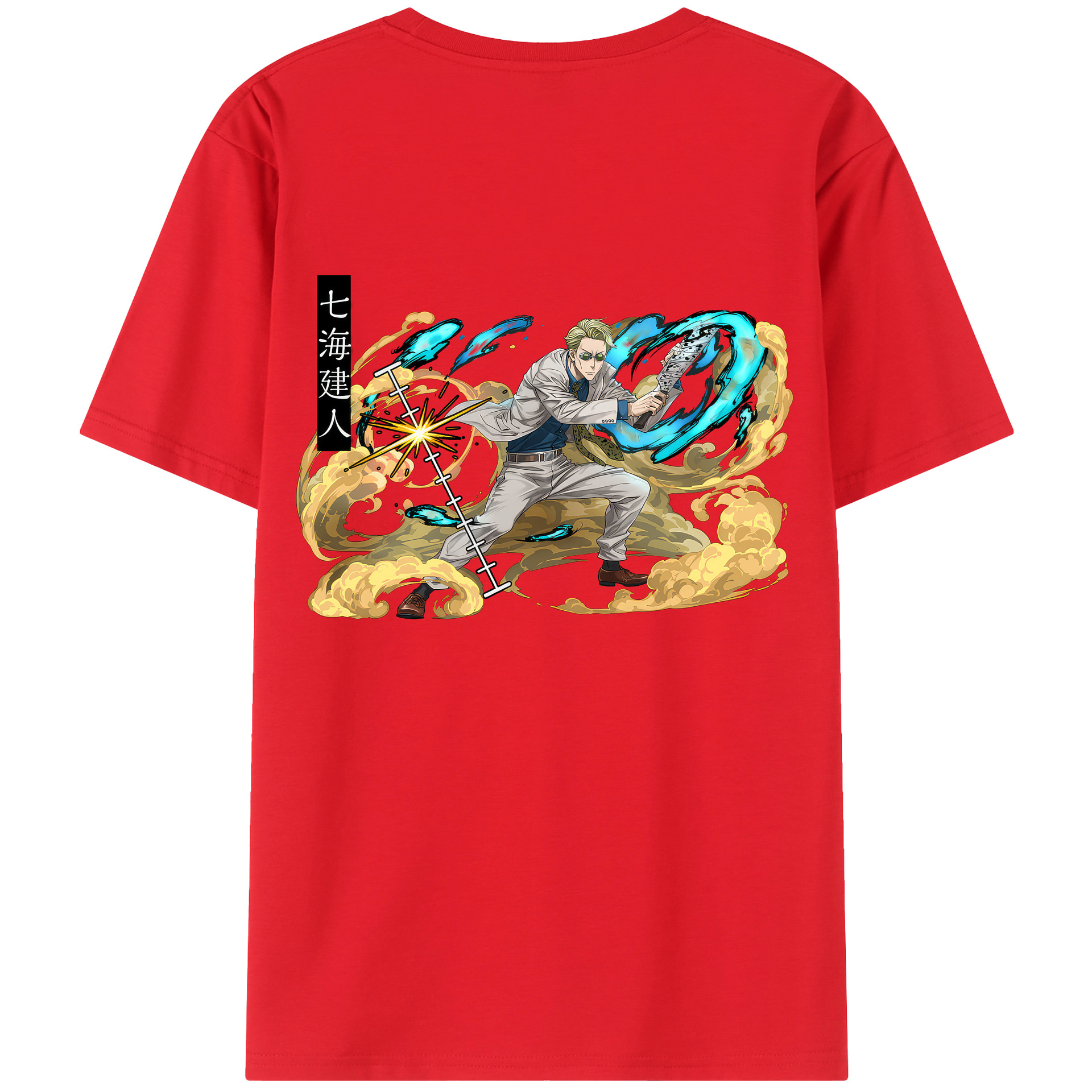 （画像用） 呪術廻戦 Jujutsu Kaisen 綿100％ メンズ半袖Tシャツ（バックプリント） 通気性