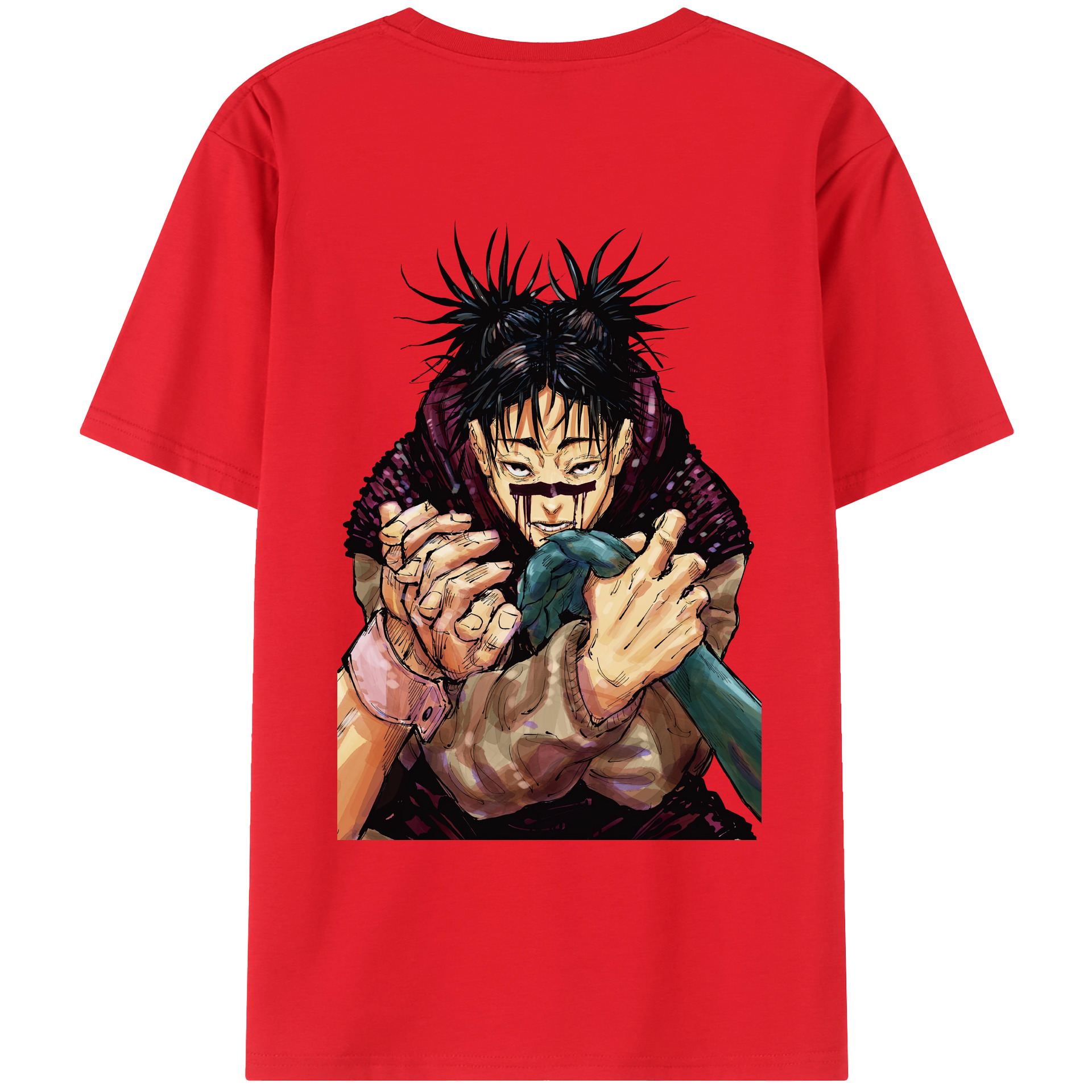 （画像用） 呪術廻戦 Jujutsu Kaisen 綿100％ メンズ半袖Tシャツ（バックプリント） 通気性