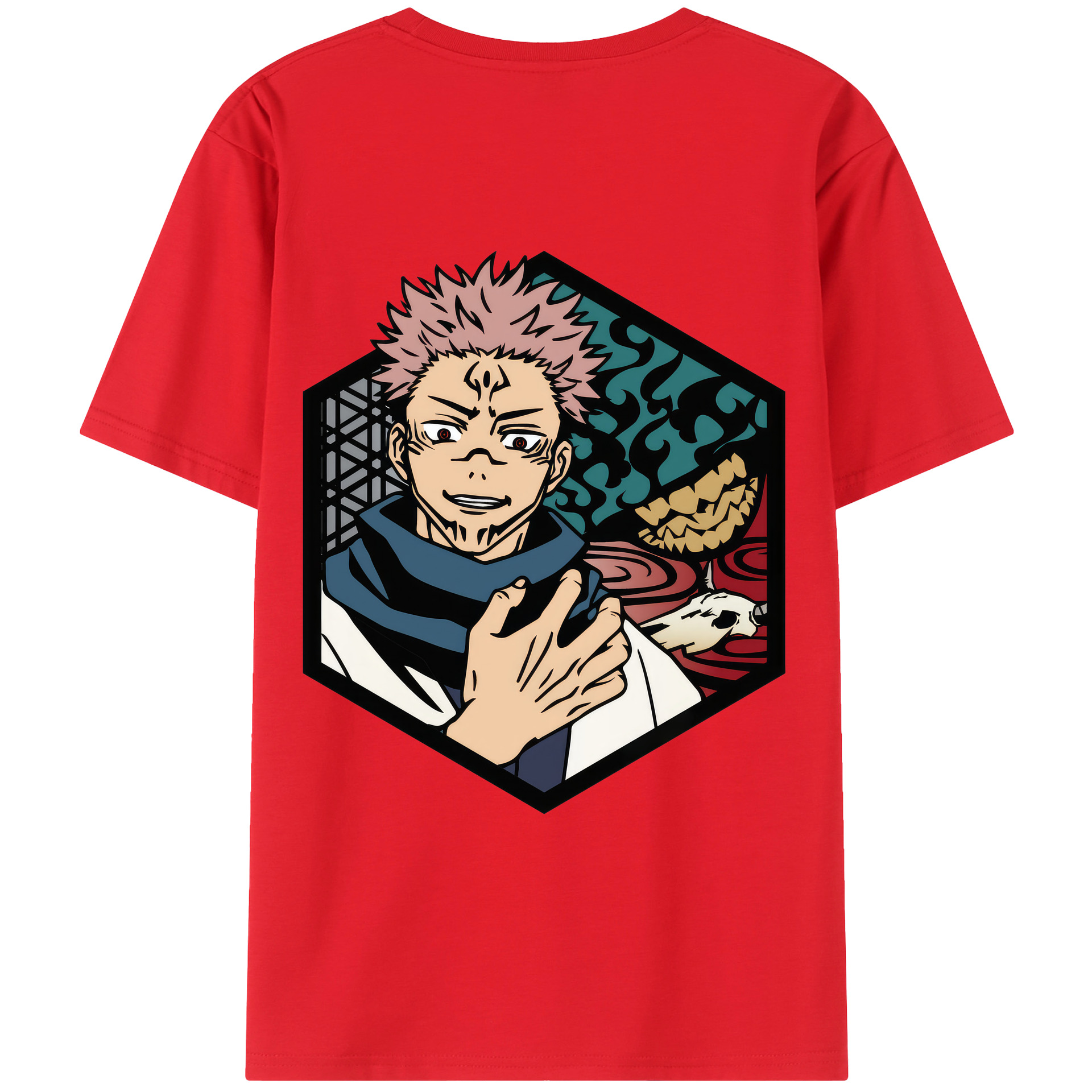 （画像用） 呪術廻戦 Jujutsu Kaisen 綿100％ メンズ半袖Tシャツ（バックプリント） 通気性