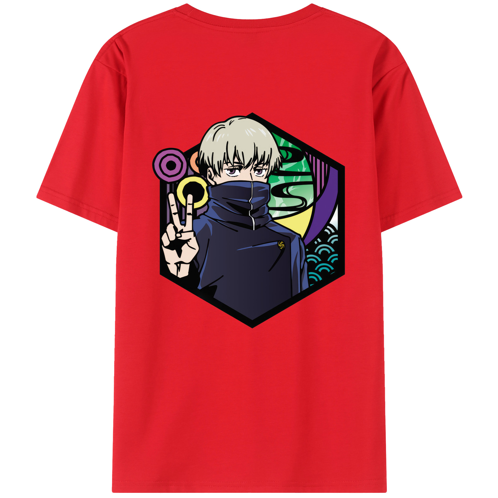 （画像用） 呪術廻戦 Jujutsu Kaisen 綿100％ メンズ半袖Tシャツ（バックプリント） 通気性
