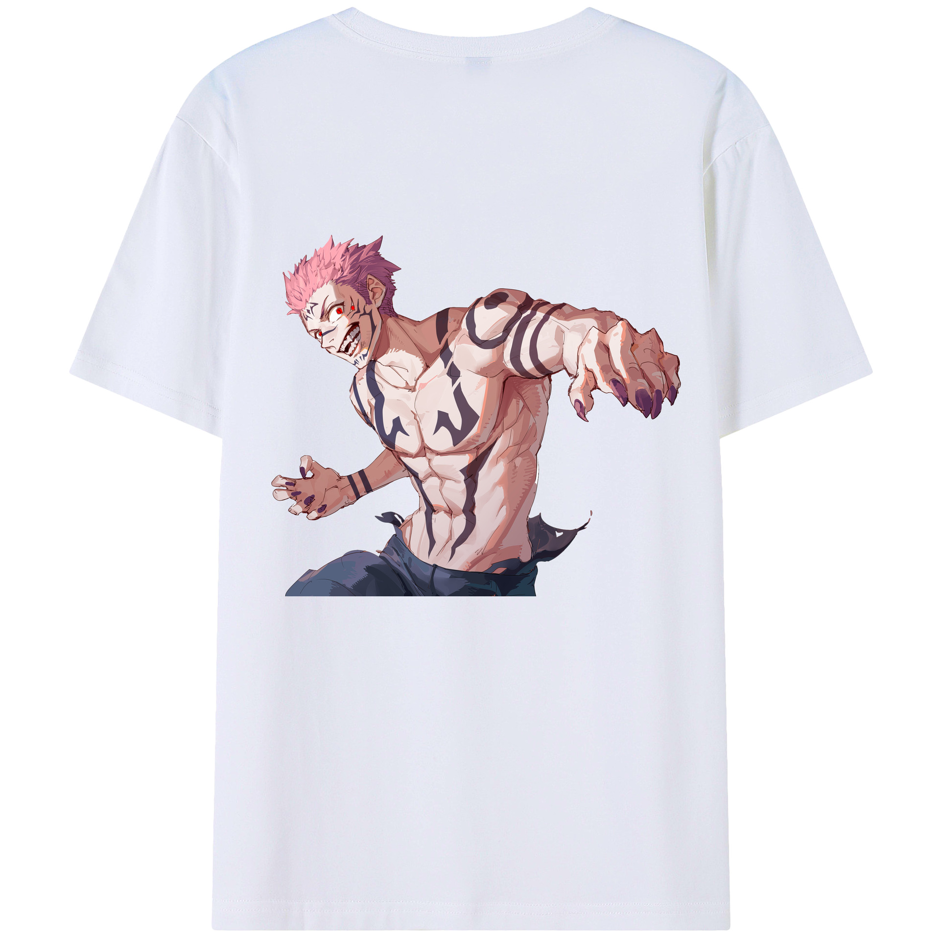 （画像用） 呪術廻戦 Jujutsu Kaisen 綿100％ メンズ半袖Tシャツ（バックプリント） 通気性