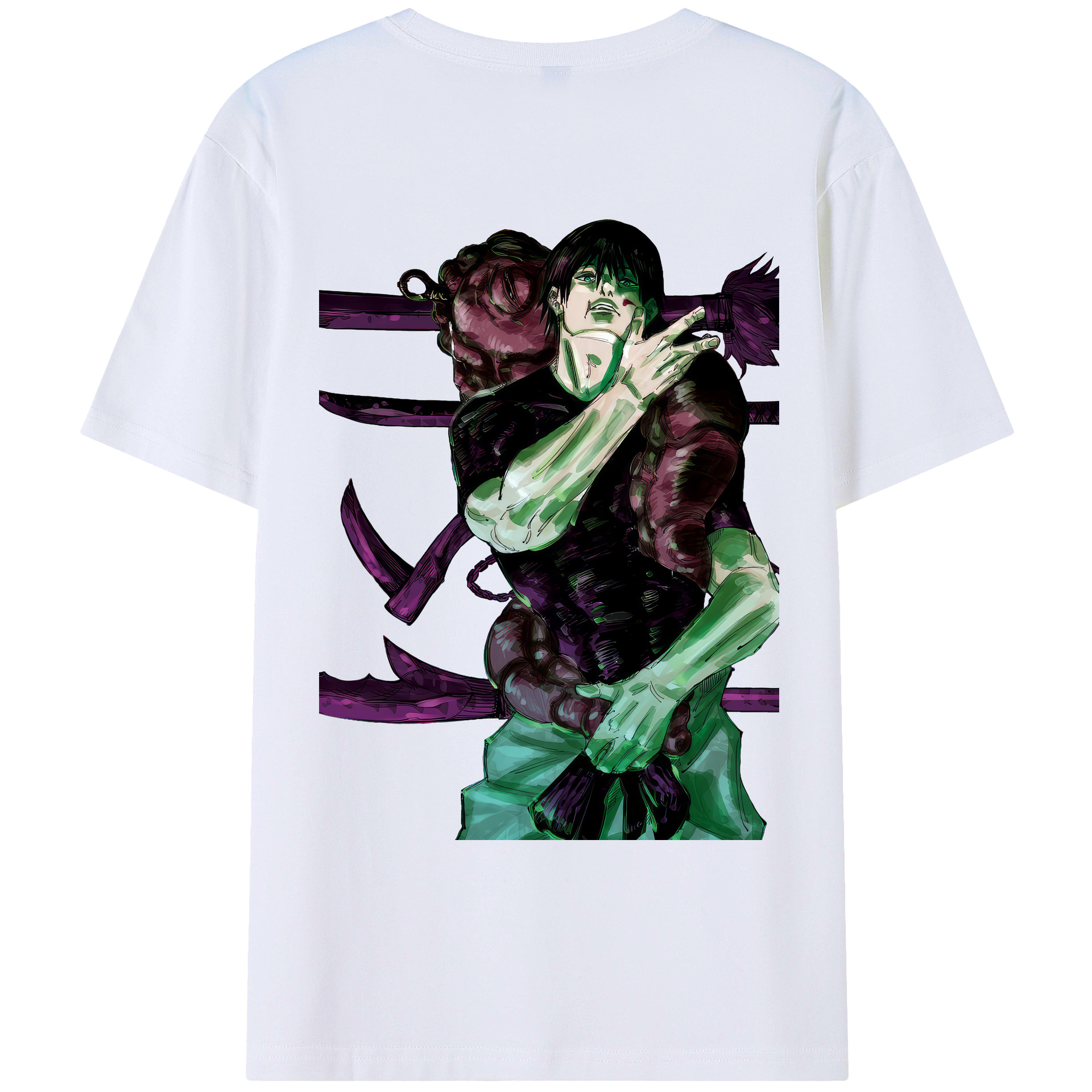 （画像用） 呪術廻戦 Jujutsu Kaisen 綿100％ メンズ半袖Tシャツ（バックプリント） 通気性