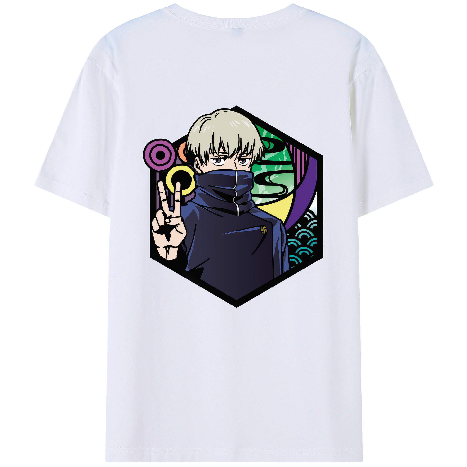 （画像用） 呪術廻戦 Jujutsu Kaisen 綿100％ メンズ半袖Tシャツ（バックプリント） 通気性