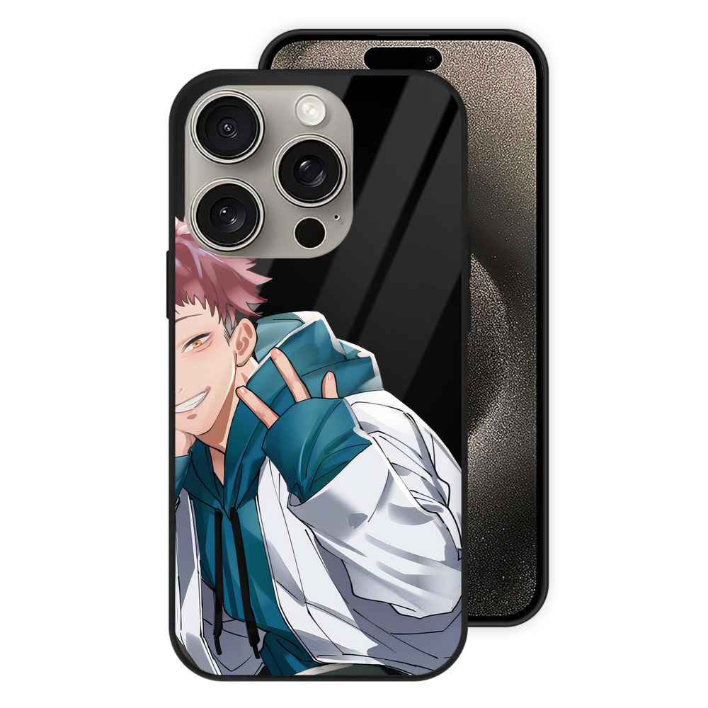 （画像用） 呪術廻戦 Jujutsu Kaisen 【iPhone15Pro対応】スマホケース 耐衝撃＆黄変防止 背面ガラス