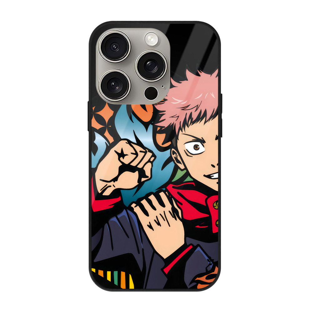 （画像用） 呪術廻戦 Jujutsu Kaisen 【iPhone15Pro対応】スマホケース 耐衝撃＆黄変防止 背面ガラス