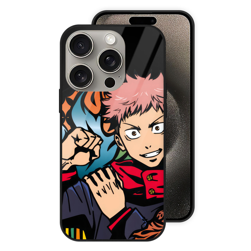 （画像用） 呪術廻戦 Jujutsu Kaisen 【iPhone15Pro対応】スマホケース 耐衝撃＆黄変防止 背面ガラス