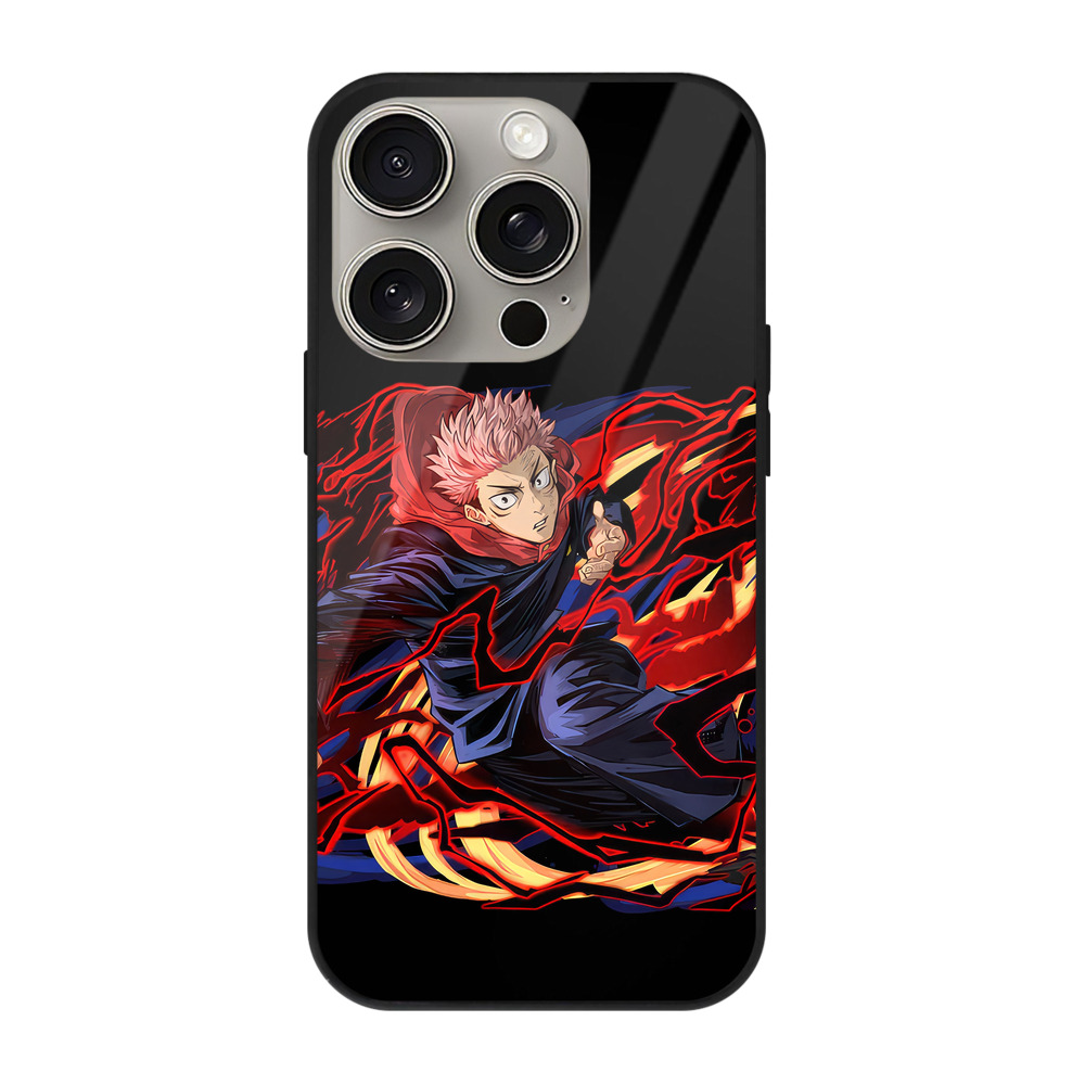 （画像用） 呪術廻戦 Jujutsu Kaisen 【iPhone15Pro対応】スマホケース 耐衝撃＆黄変防止 背面ガラス