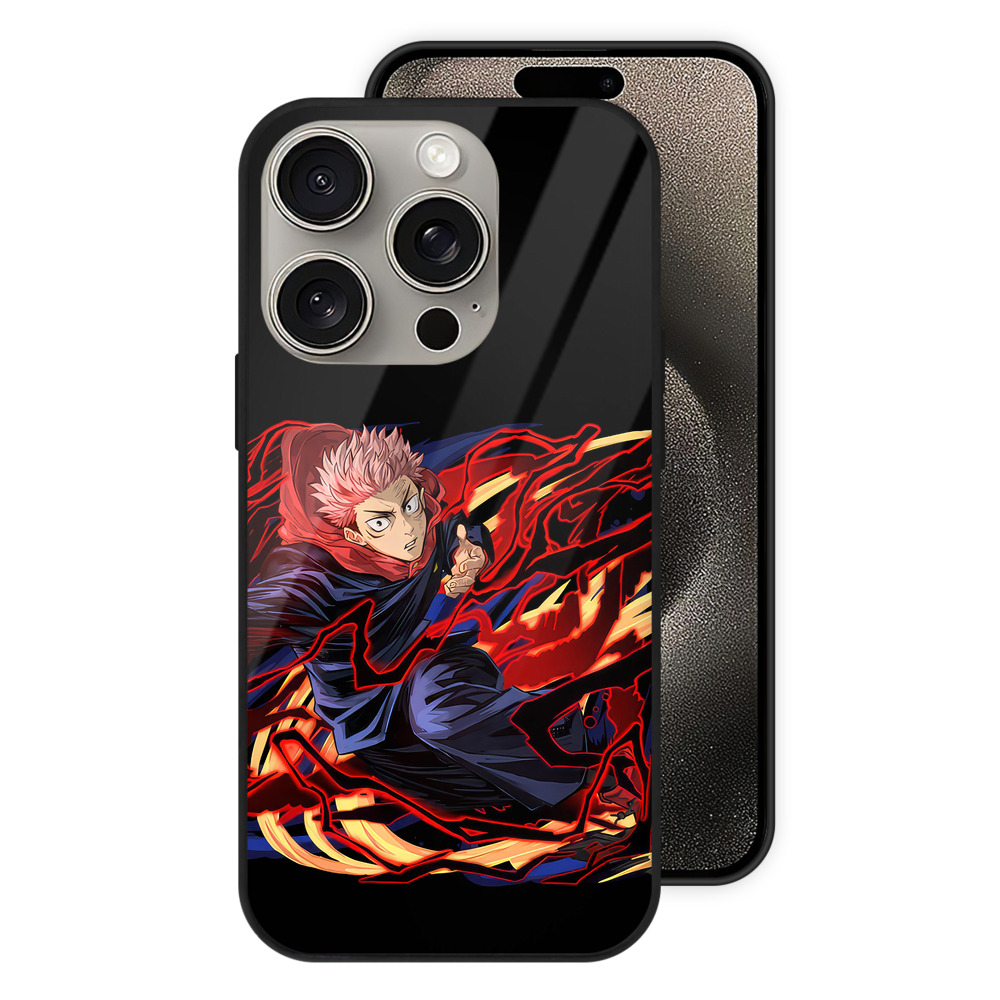 （画像用） 呪術廻戦 Jujutsu Kaisen 【iPhone15Pro対応】スマホケース 耐衝撃＆黄変防止 背面ガラス