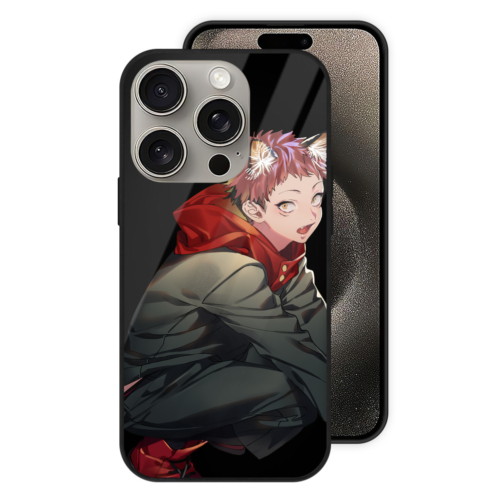 （画像用） 呪術廻戦 Jujutsu Kaisen 【iPhone15Pro対応】スマホケース 耐衝撃＆黄変防止 背面ガラス