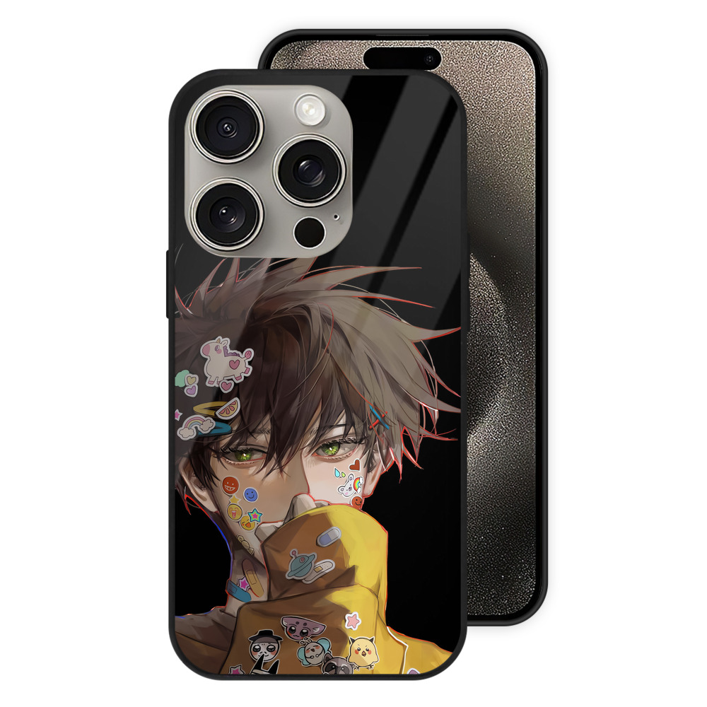 （画像用） 呪術廻戦 Jujutsu Kaisen 【iPhone15Pro対応】スマホケース 耐衝撃＆黄変防止 背面ガラス