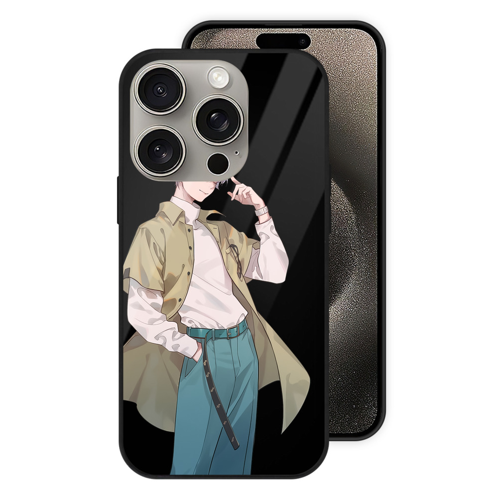 （画像用） 呪術廻戦 Jujutsu Kaisen 【iPhone15Pro対応】スマホケース 耐衝撃＆黄変防止 背面ガラス