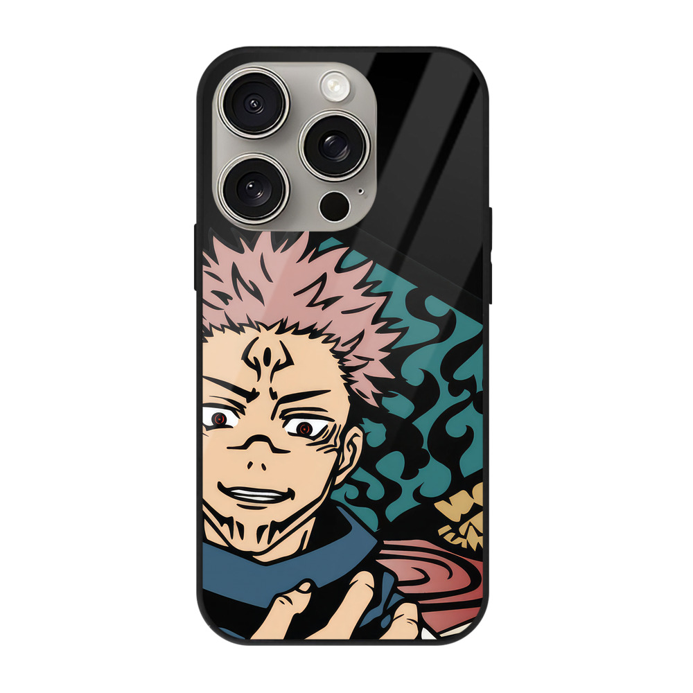 （画像用） 呪術廻戦 Jujutsu Kaisen 【iPhone15Pro対応】スマホケース 耐衝撃＆黄変防止 背面ガラス