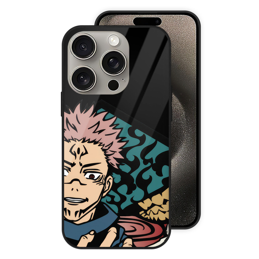 （画像用） 呪術廻戦 Jujutsu Kaisen 【iPhone15Pro対応】スマホケース 耐衝撃＆黄変防止 背面ガラス