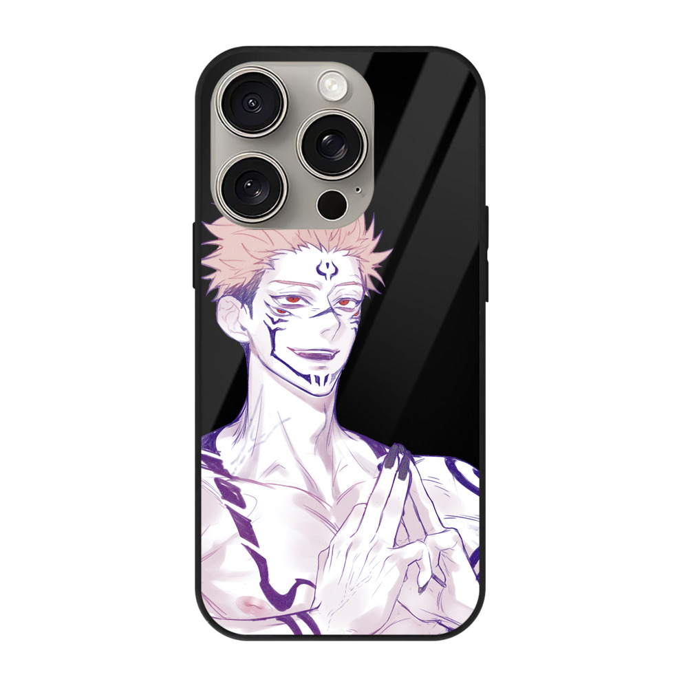 （画像用） 呪術廻戦 Jujutsu Kaisen 【iPhone15Pro対応】スマホケース 耐衝撃＆黄変防止 背面ガラス