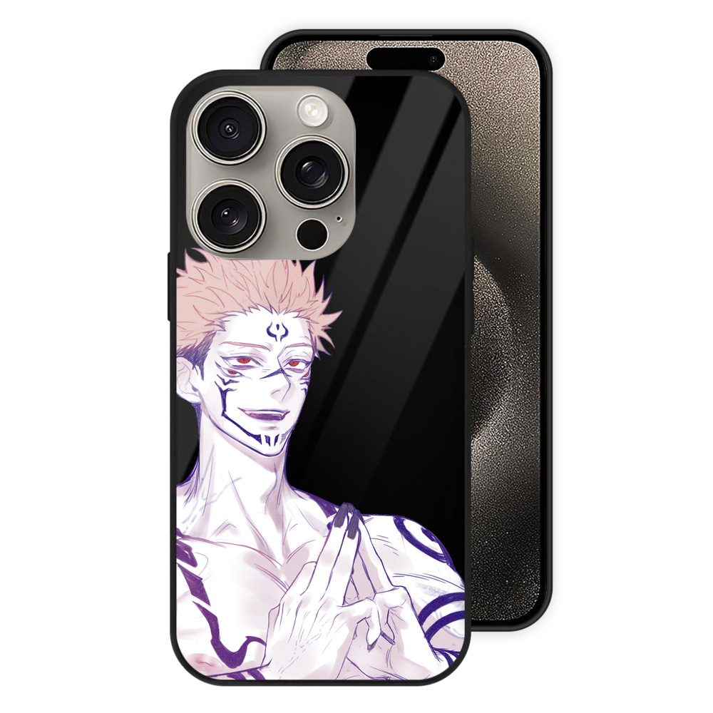 （画像用） 呪術廻戦 Jujutsu Kaisen 【iPhone15Pro対応】スマホケース 耐衝撃＆黄変防止 背面ガラス