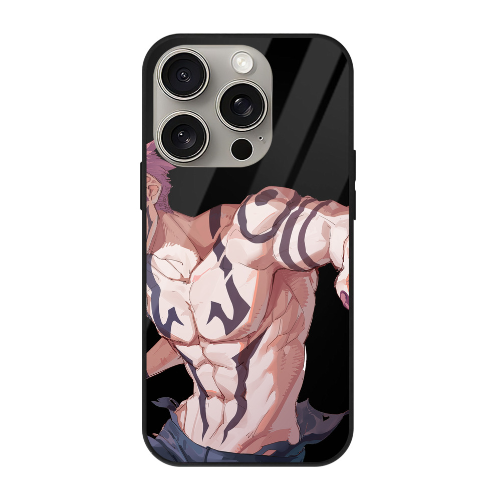 （画像用） 呪術廻戦 Jujutsu Kaisen 【iPhone15Pro対応】スマホケース 耐衝撃＆黄変防止 背面ガラス