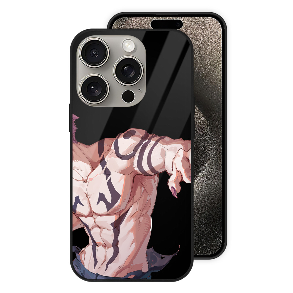 （画像用） 呪術廻戦 Jujutsu Kaisen 【iPhone15Pro対応】スマホケース 耐衝撃＆黄変防止 背面ガラス