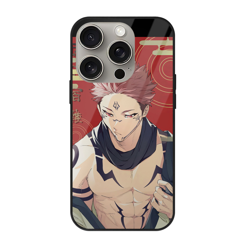 （画像用） 呪術廻戦 Jujutsu Kaisen 【iPhone15Pro対応】スマホケース 耐衝撃＆黄変防止 背面ガラス