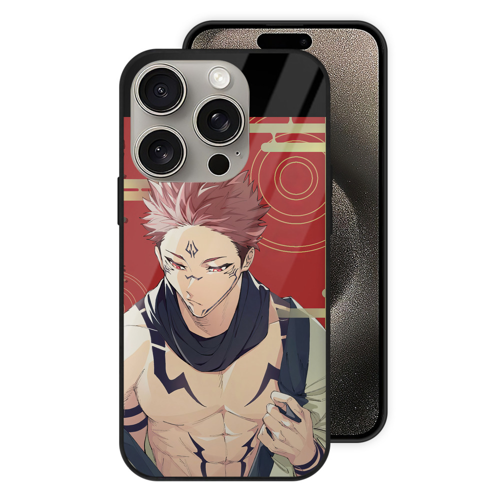 （画像用） 呪術廻戦 Jujutsu Kaisen 【iPhone15Pro対応】スマホケース 耐衝撃＆黄変防止 背面ガラス