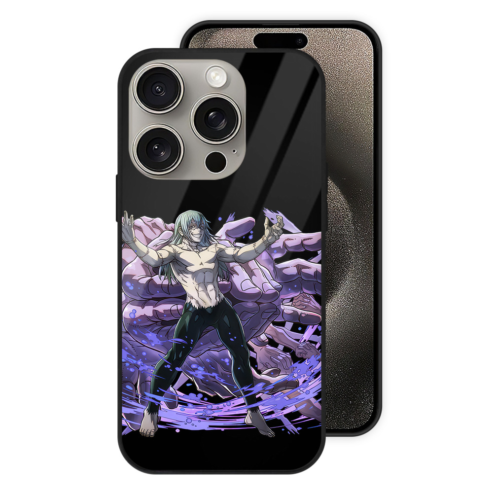 （画像用） 呪術廻戦 Jujutsu Kaisen 【iPhone15Pro対応】スマホケース 耐衝撃＆黄変防止 背面ガラス