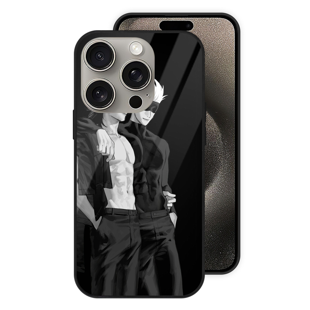 （画像用） 呪術廻戦 Jujutsu Kaisen 【iPhone15Pro対応】スマホケース 耐衝撃＆黄変防止 背面ガラス
