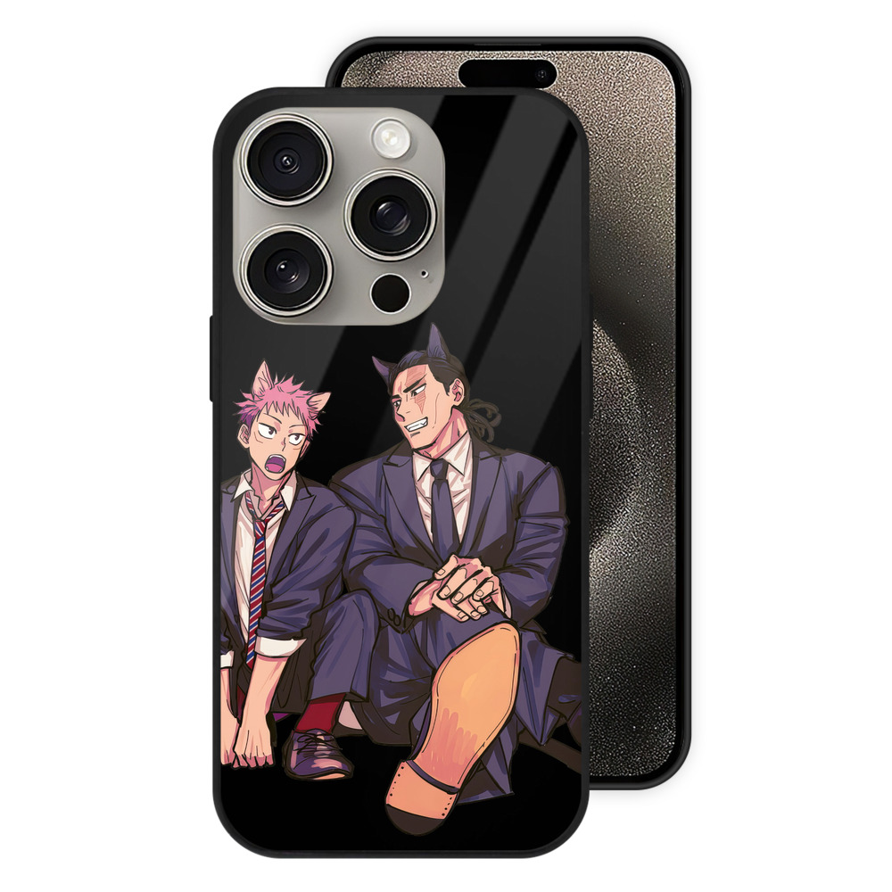 （画像用） 呪術廻戦 Jujutsu Kaisen 【iPhone15Pro対応】スマホケース 耐衝撃＆黄変防止 背面ガラス