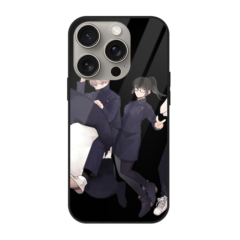 （画像用） 呪術廻戦 Jujutsu Kaisen 【iPhone15Pro対応】スマホケース 耐衝撃＆黄変防止 背面ガラス