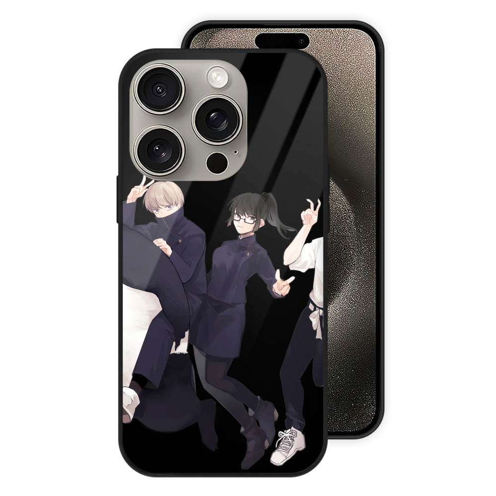 （画像用） 呪術廻戦 Jujutsu Kaisen 【iPhone15Pro対応】スマホケース 耐衝撃＆黄変防止 背面ガラス