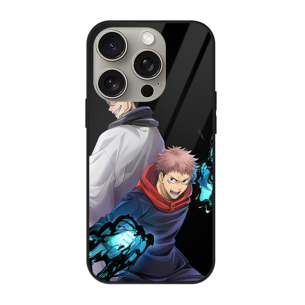 （画像用） 呪術廻戦 Jujutsu Kaisen 【iPhone15Pro対応】スマホケース 耐衝撃＆黄変防止 背面ガラス
