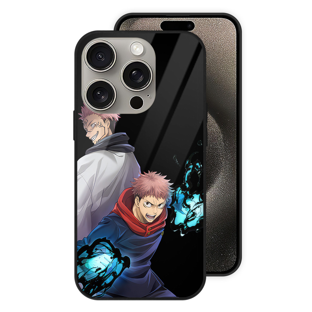 （画像用） 呪術廻戦 Jujutsu Kaisen 【iPhone15Pro対応】スマホケース 耐衝撃＆黄変防止 背面ガラス