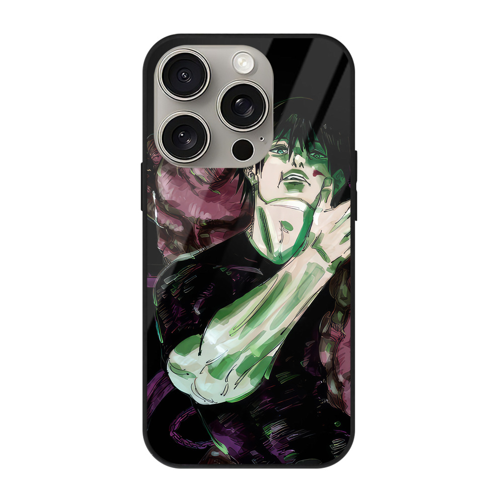 （画像用） 呪術廻戦 Jujutsu Kaisen 【iPhone15Pro対応】スマホケース 耐衝撃＆黄変防止 背面ガラス