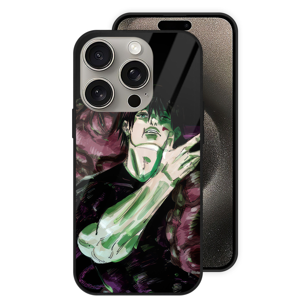 （画像用） 呪術廻戦 Jujutsu Kaisen 【iPhone15Pro対応】スマホケース 耐衝撃＆黄変防止 背面ガラス