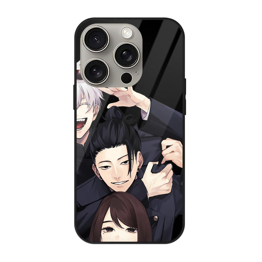（画像用） 呪術廻戦 Jujutsu Kaisen 【iPhone15Pro対応】スマホケース 耐衝撃＆黄変防止 背面ガラス