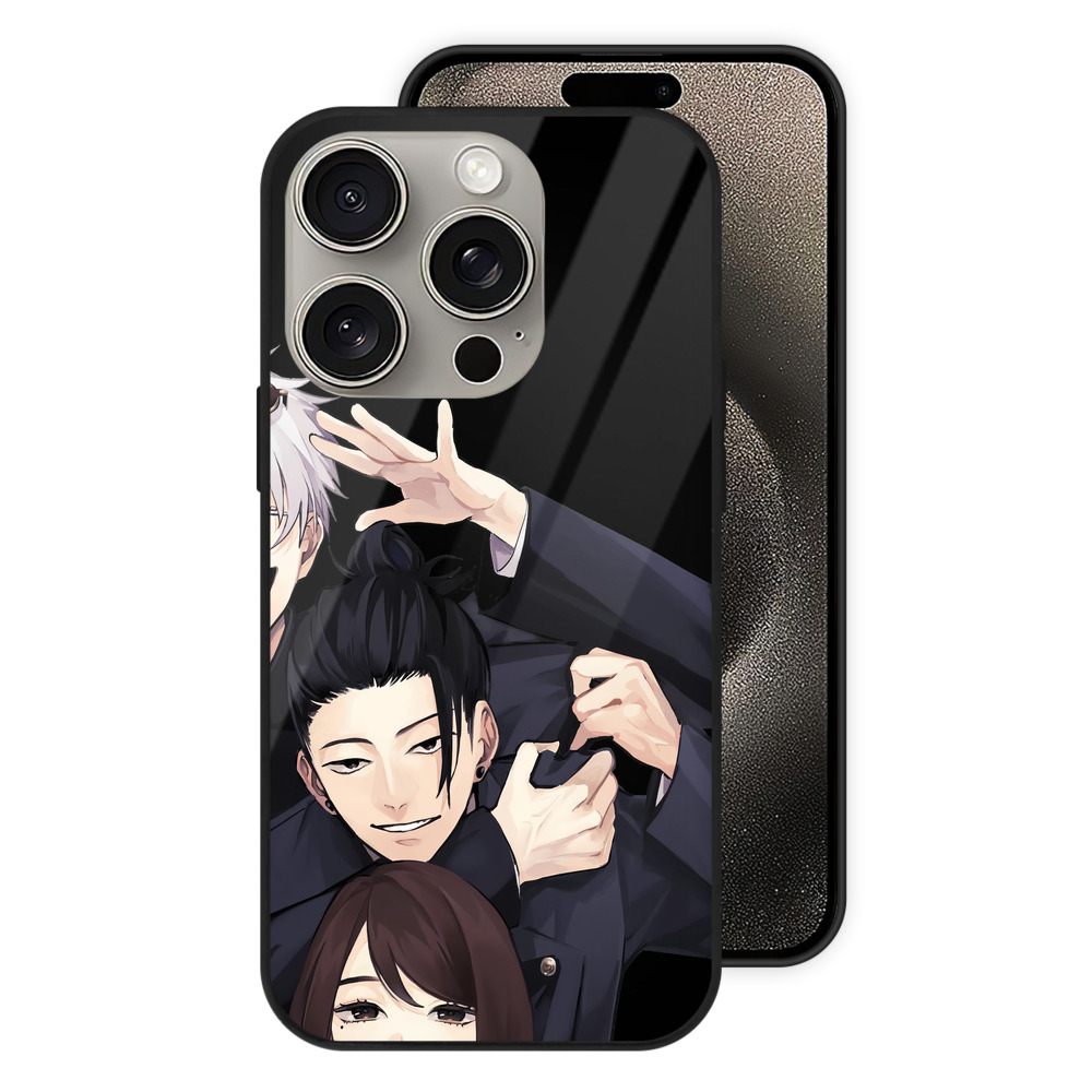 （画像用） 呪術廻戦 Jujutsu Kaisen 【iPhone15Pro対応】スマホケース 耐衝撃＆黄変防止 背面ガラス