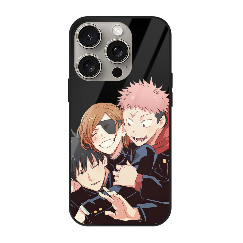 （画像用） 呪術廻戦 Jujutsu Kaisen 【iPhone15Pro対応】スマホケース 耐衝撃＆黄変防止 背面ガラス