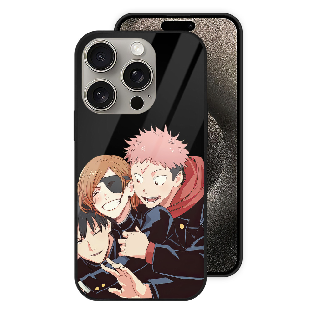 （画像用） 呪術廻戦 Jujutsu Kaisen 【iPhone15Pro対応】スマホケース 耐衝撃＆黄変防止 背面ガラス