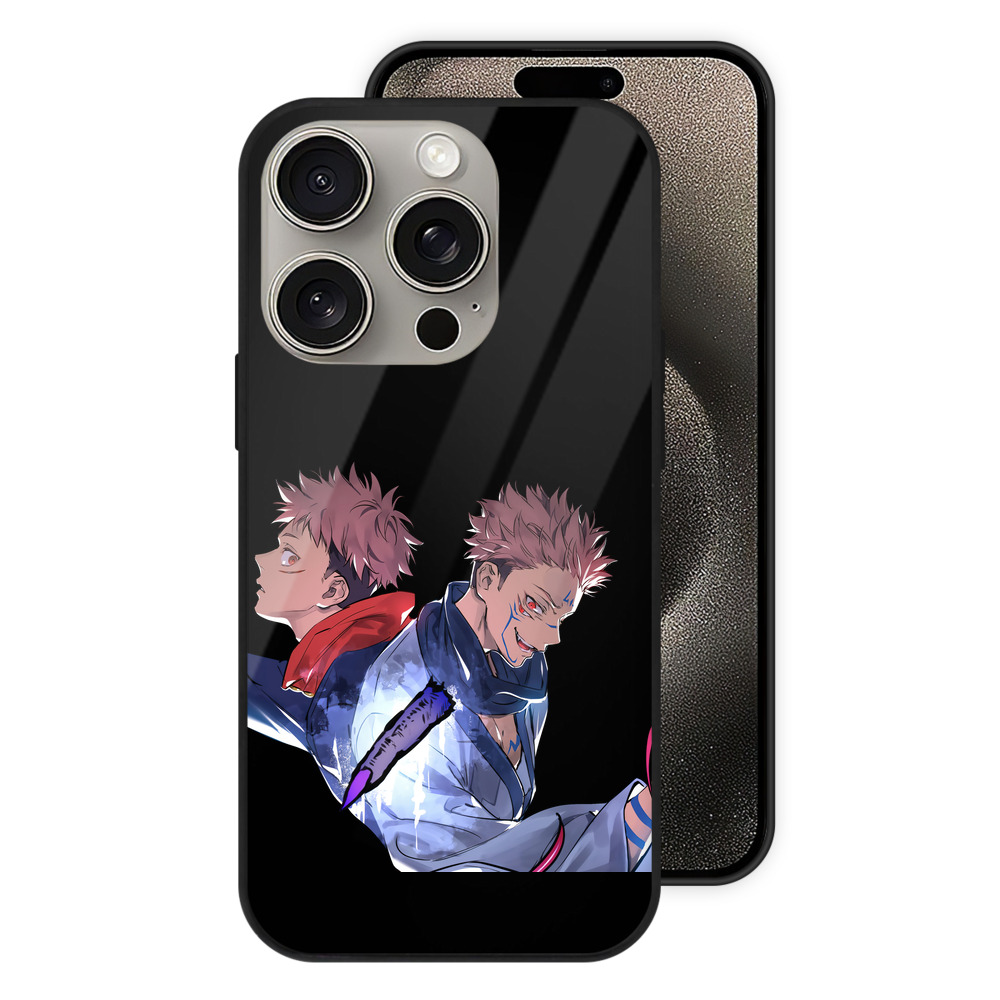 （画像用） 呪術廻戦 Jujutsu Kaisen 【iPhone15Pro対応】スマホケース 耐衝撃＆黄変防止 背面ガラス