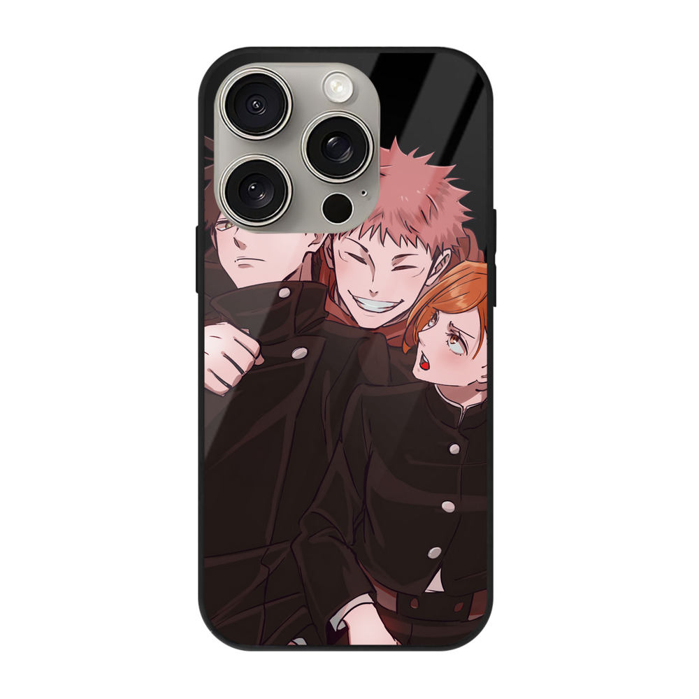 （画像用） 呪術廻戦 Jujutsu Kaisen 【iPhone15Pro対応】スマホケース 耐衝撃＆黄変防止 背面ガラス