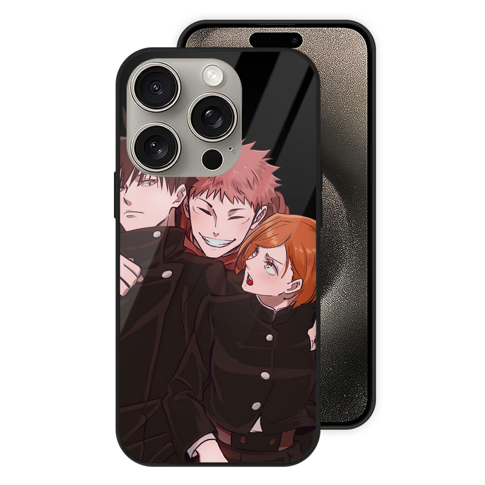 （画像用） 呪術廻戦 Jujutsu Kaisen 【iPhone15Pro対応】スマホケース 耐衝撃＆黄変防止 背面ガラス