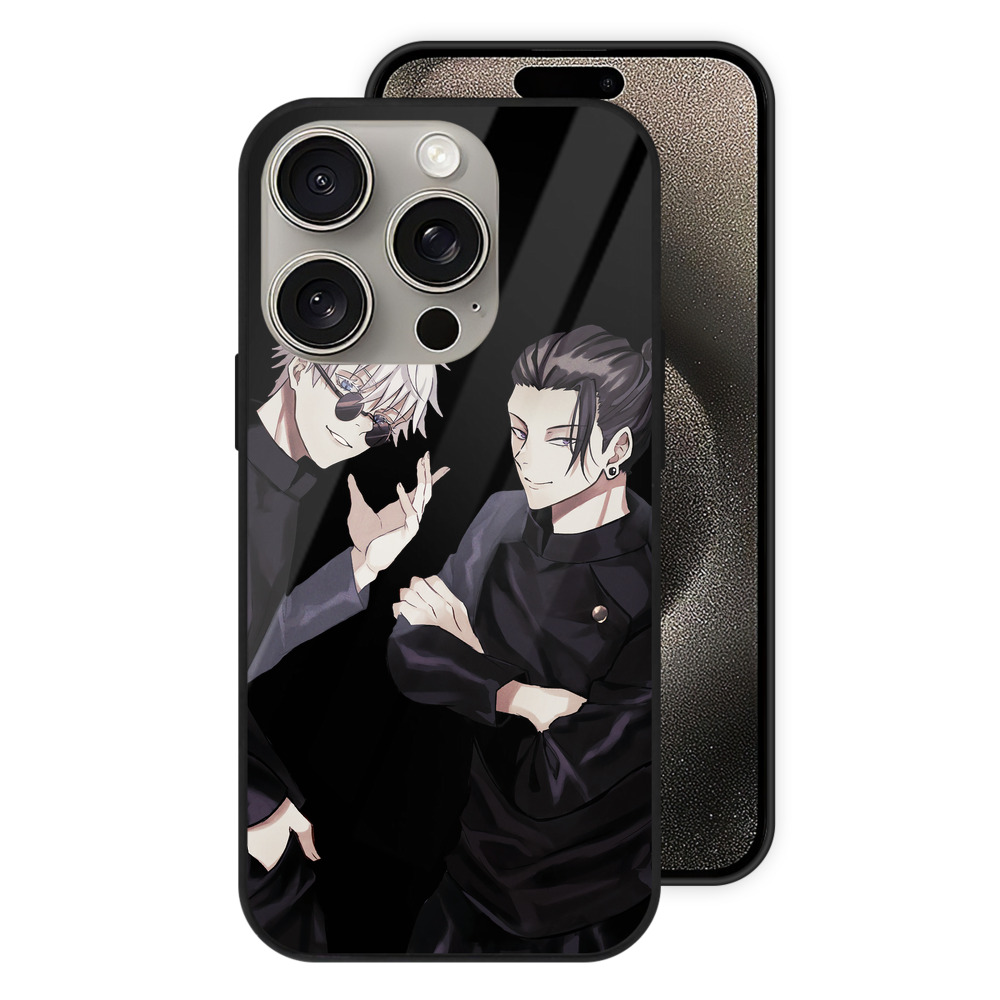 （画像用） 呪術廻戦 Jujutsu Kaisen 【iPhone15Pro対応】スマホケース 耐衝撃＆黄変防止 背面ガラス
