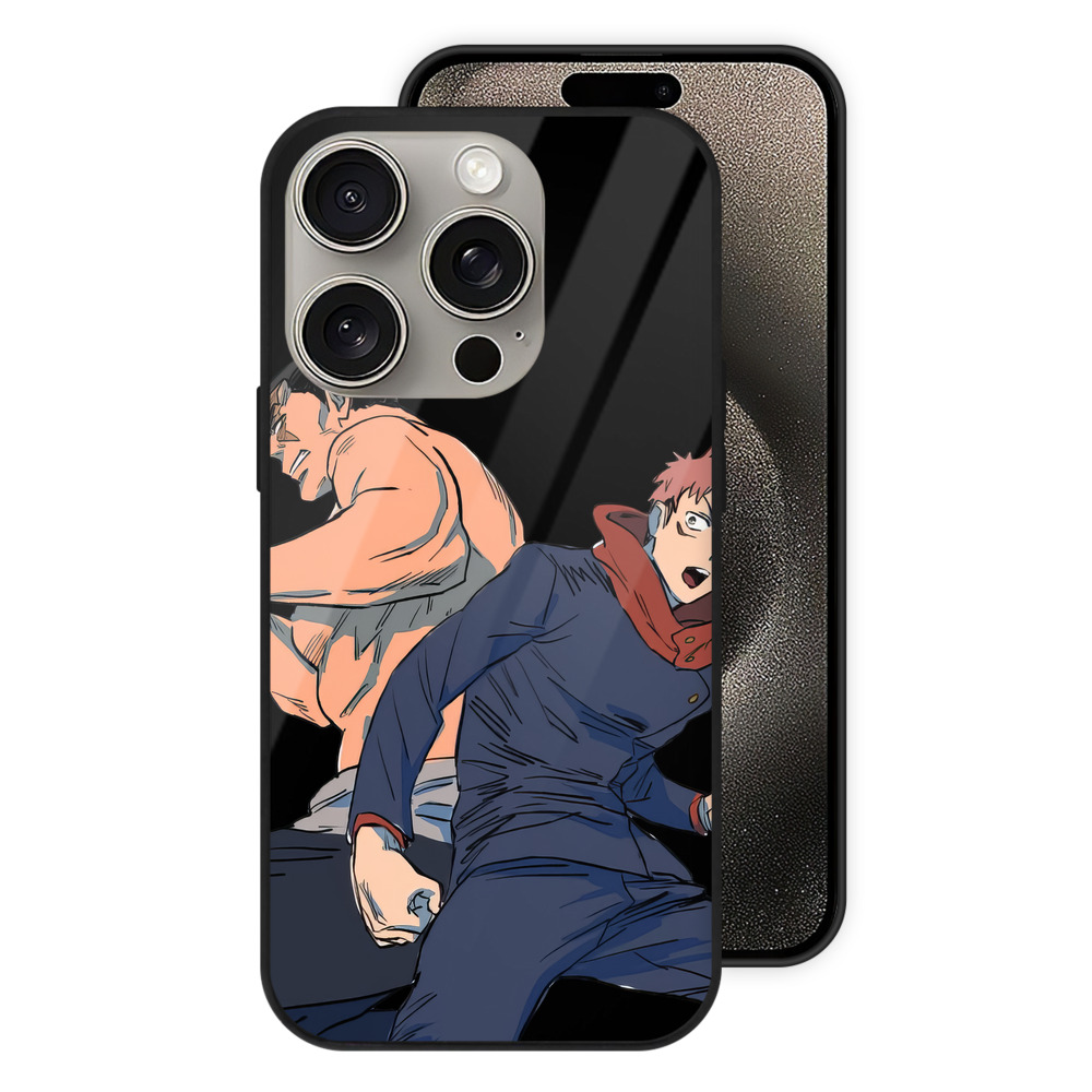 （画像用） 呪術廻戦 Jujutsu Kaisen 【iPhone15Pro対応】スマホケース 耐衝撃＆黄変防止 背面ガラス
