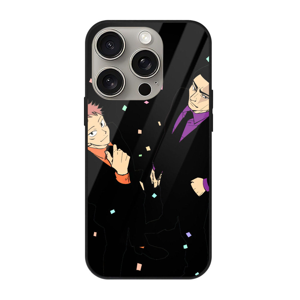 （画像用） 呪術廻戦 Jujutsu Kaisen 【iPhone15Pro対応】スマホケース 耐衝撃＆黄変防止 背面ガラス