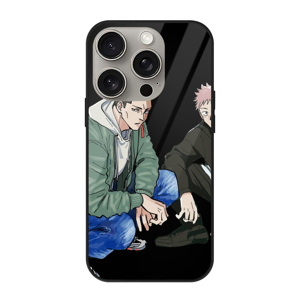 （画像用） 呪術廻戦 Jujutsu Kaisen 【iPhone15Pro対応】スマホケース 耐衝撃＆黄変防止 背面ガラス
