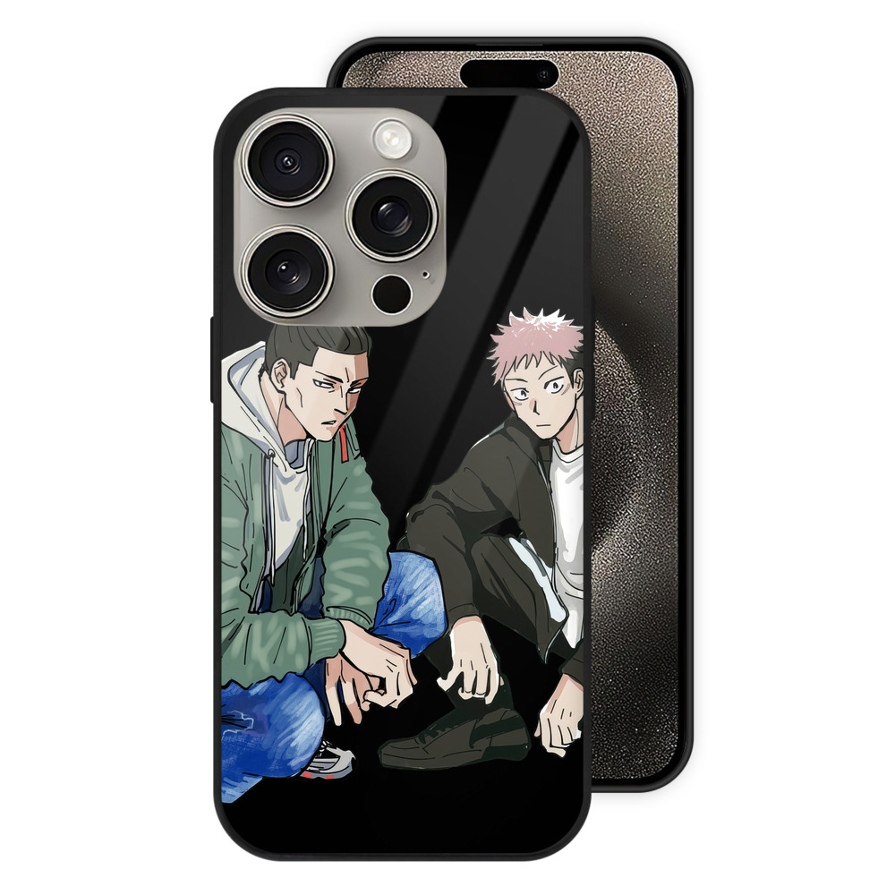 （画像用） 呪術廻戦 Jujutsu Kaisen 【iPhone15Pro対応】スマホケース 耐衝撃＆黄変防止 背面ガラス