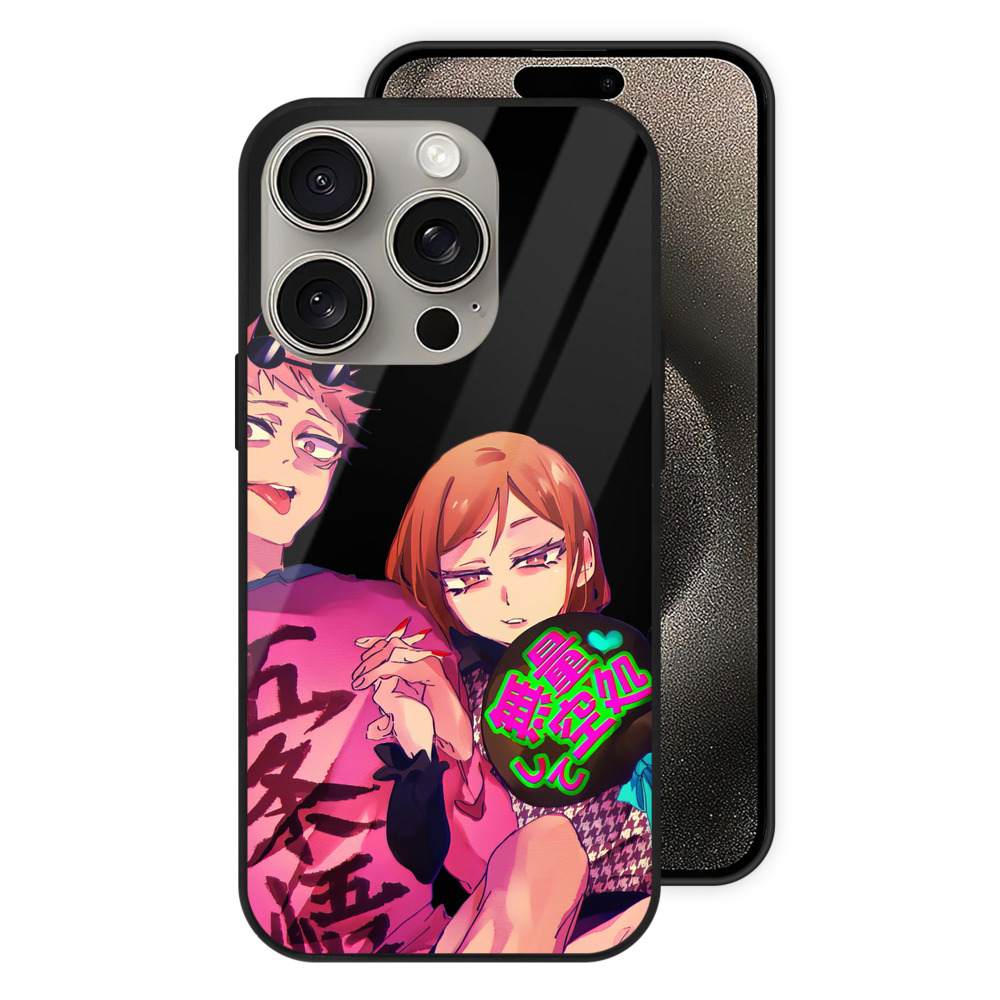 （画像用） 呪術廻戦 Jujutsu Kaisen 【iPhone15Pro対応】スマホケース 耐衝撃＆黄変防止 背面ガラス