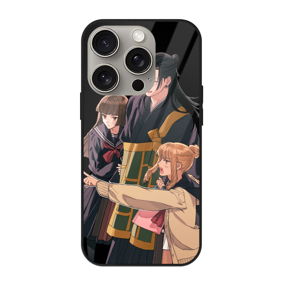 （画像用） 呪術廻戦 Jujutsu Kaisen 【iPhone15Pro対応】スマホケース 耐衝撃＆黄変防止 背面ガラス
