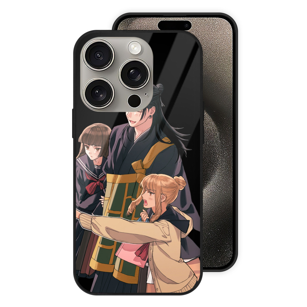 （画像用） 呪術廻戦 Jujutsu Kaisen 【iPhone15Pro対応】スマホケース 耐衝撃＆黄変防止 背面ガラス